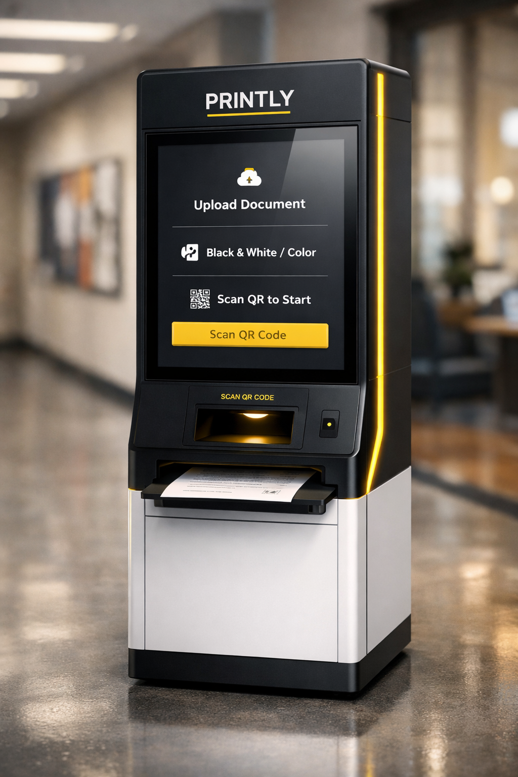 Printley smart printing kiosk with touchscreen interface