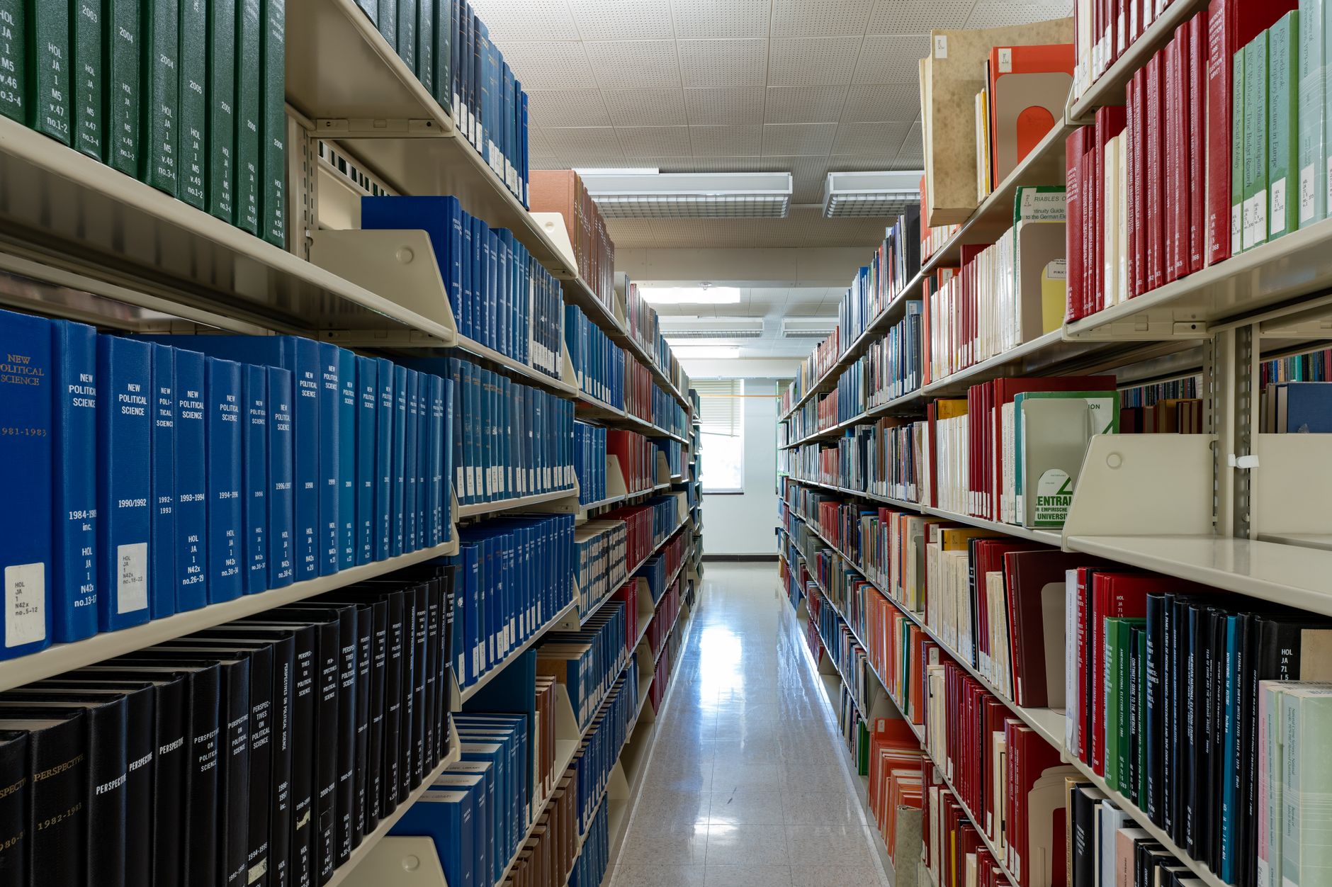 Library with rows of books